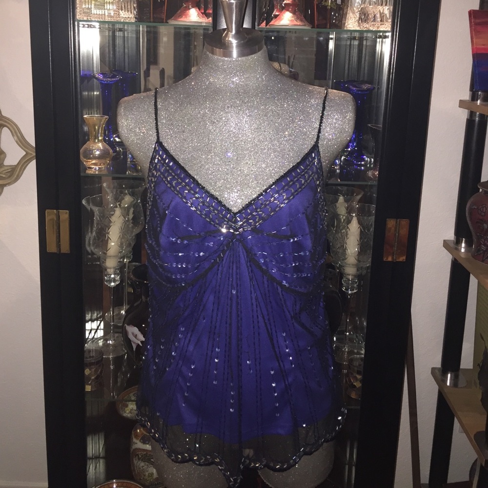 💎Deep Blue Elegant Sequin Beaded Top💎